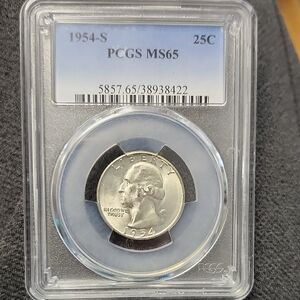 1954-S 25C Silver Coin PCGS MS65